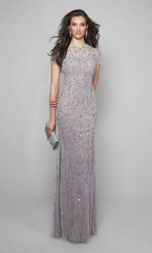 Formal Dress: 27607. Long, Illusion Neckline, Straight | Alyce Paris