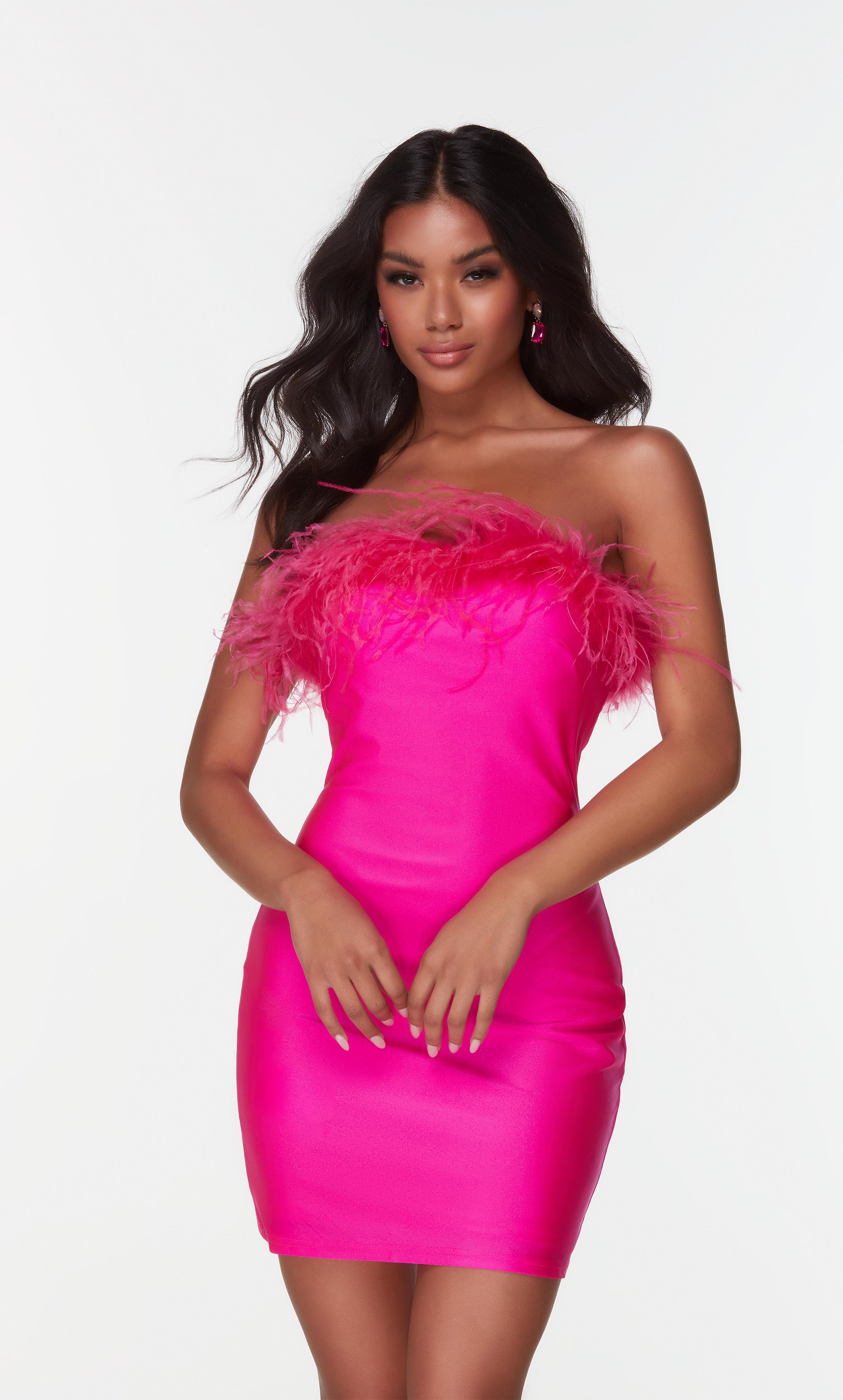 Marissa Feather Mini Dress - Hot Pink, Fashion Nova, Luxe