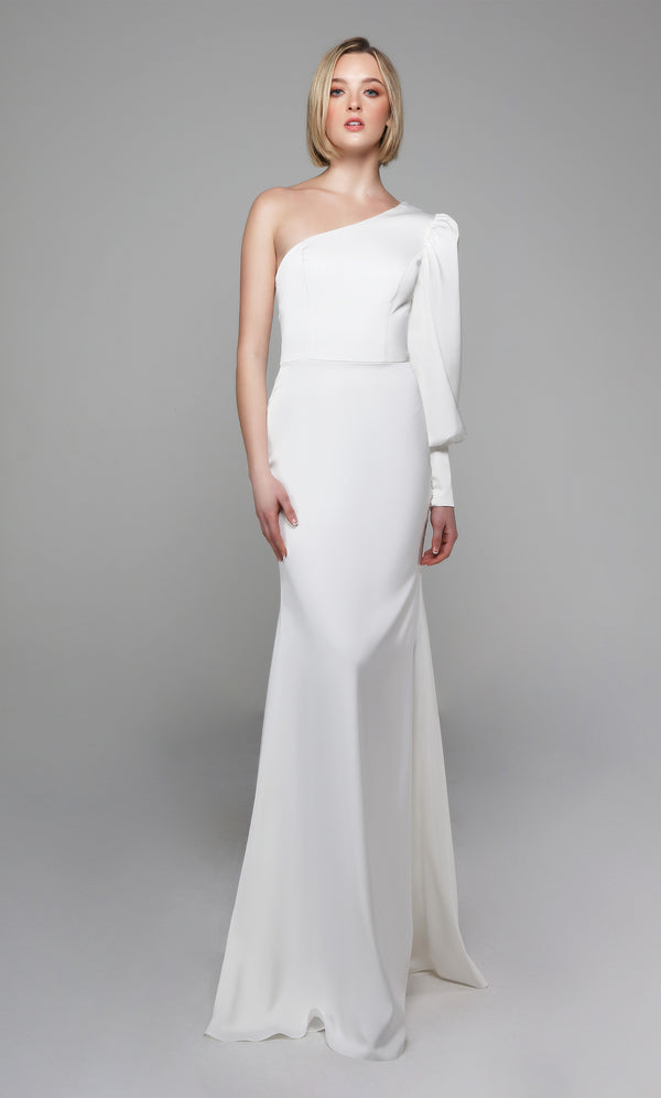 Formal Dress: 7065. Long, One Shoulder, Straight, Closed Back | Alyce Paris