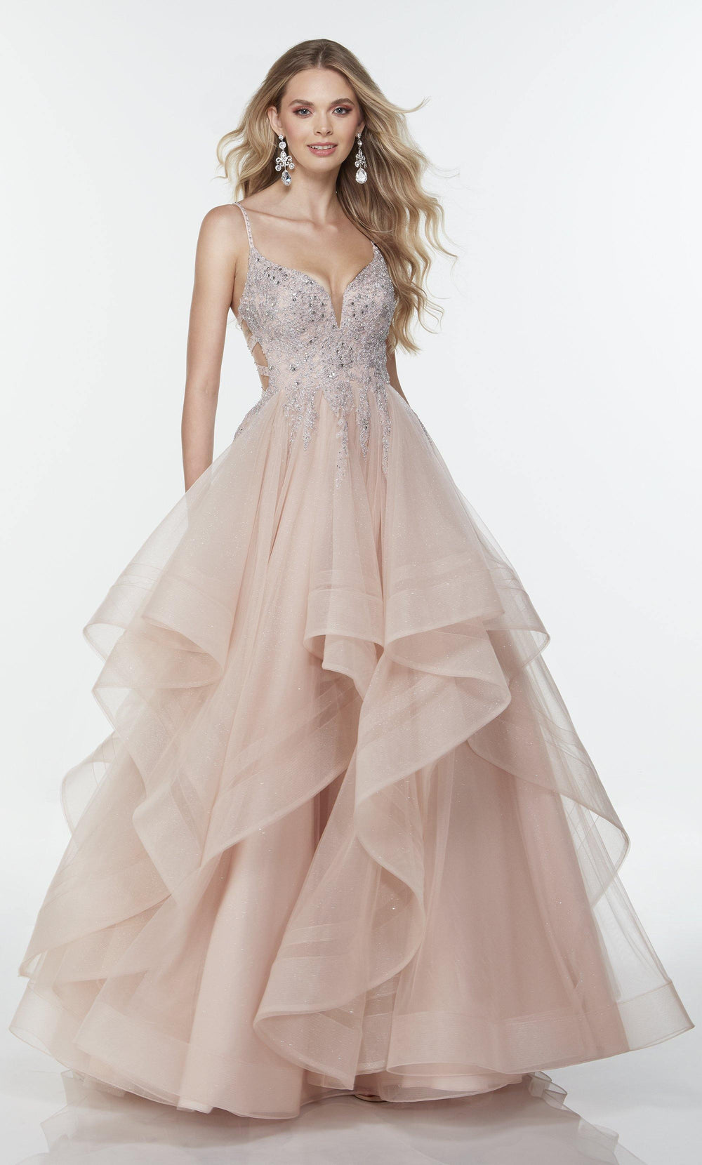 Formal Dress: 61085. Long Ball Gown Dress, Plunging Neckline