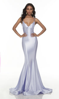 Formal Dress: 61169. Long Slinky Dress, V-neck, Fit N Flare | Alyce Paris