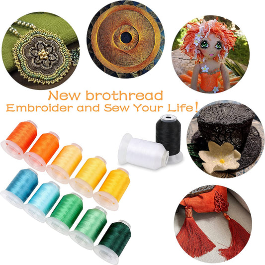 New brothreads 63 Brother Colors Polyester Machine Embroidery Thread Kit  500M Each for Home-Based Embroidery and Sewing Machine
