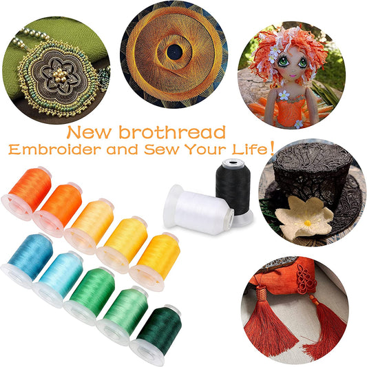 New brothread 9 Shiny Colors Metallic Embroidery Machine Thread Kit 50