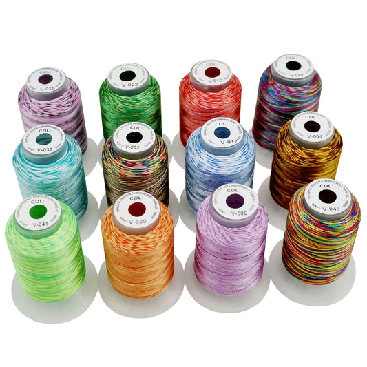 New Brothread 50 Colors Variegated Polyester Embroidery Machine Thread Kit  500M