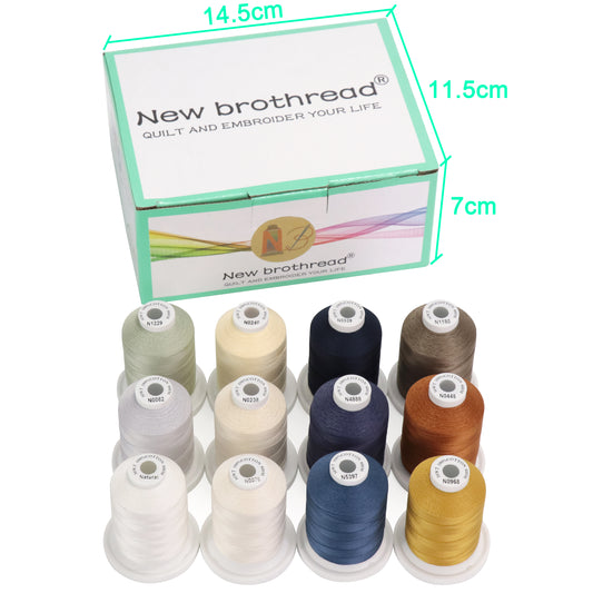 New brothread 16 Pastel Colors Multi-Purpose 100% Mercerized Cotton Threads  30WT(50S/3) 600M(660Y) Each Spool