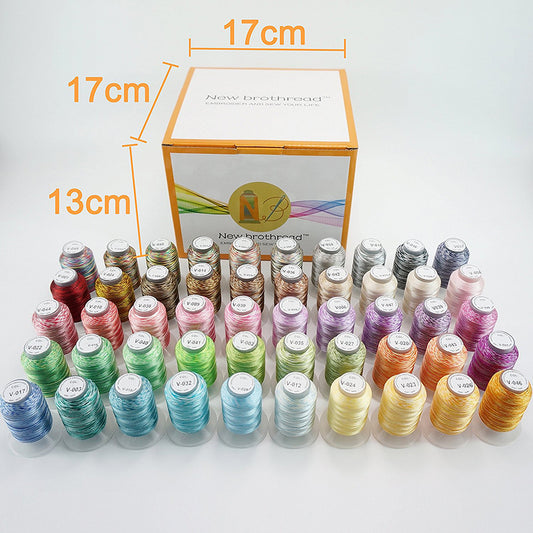 New brothread 25 Colors Variegated Polyester Embroidery Machine Thread Kit  500M (550Y) 