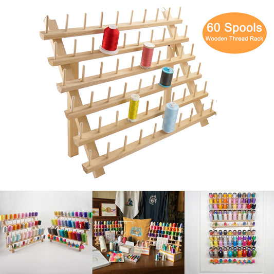 New brothread 84 Spools 360 Fully Rotating Wooden Thread Rack/Thread Holder Organizer for Sewing, Quilting, Embroidery, Hair-braiding and Jewelry