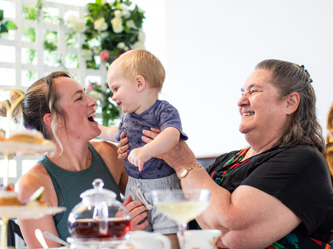 Mother, daughter and grandson enjoying high tea at Mary Eats Cake
