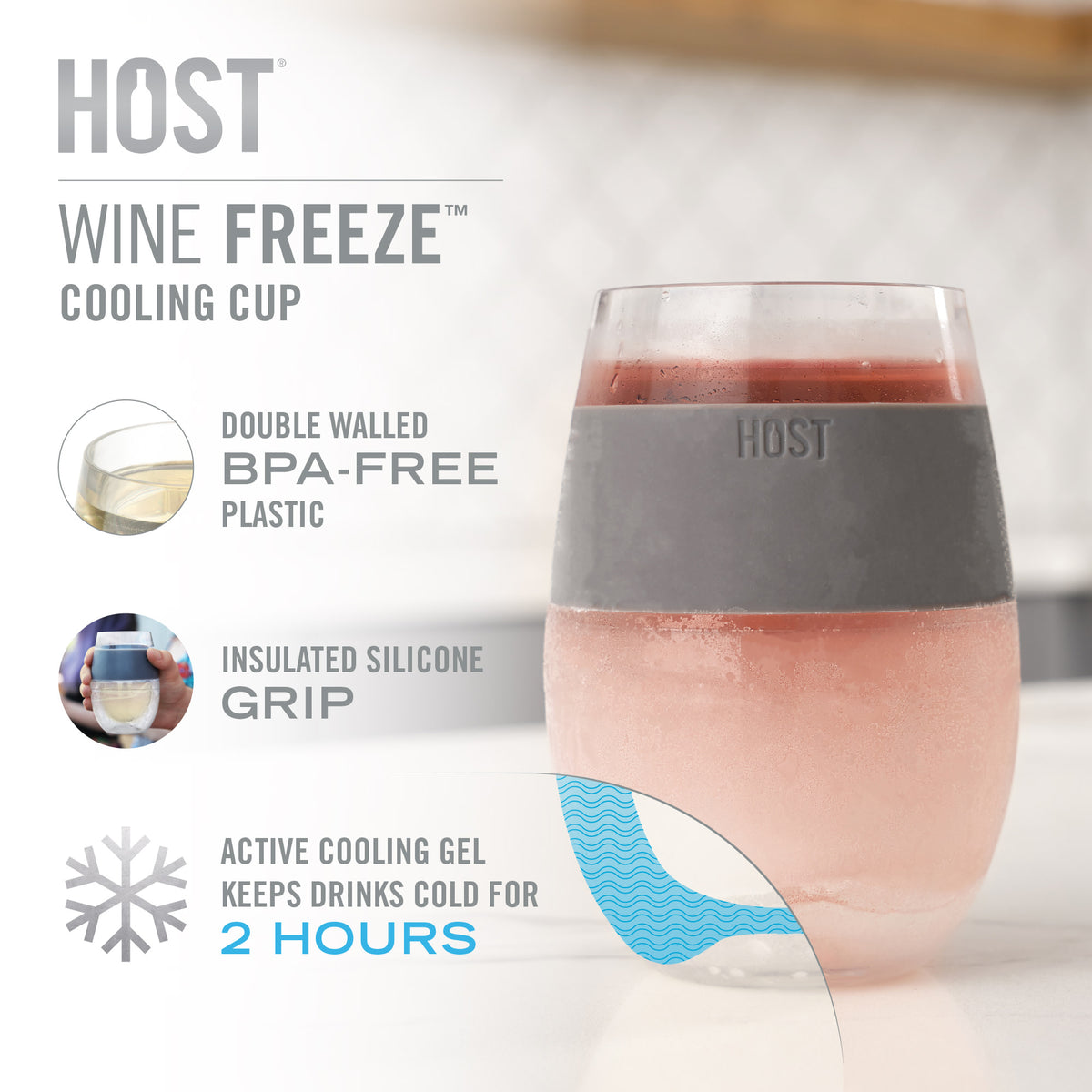 Wine FREEZE™ Cooling Cups in Grey, Set of 2