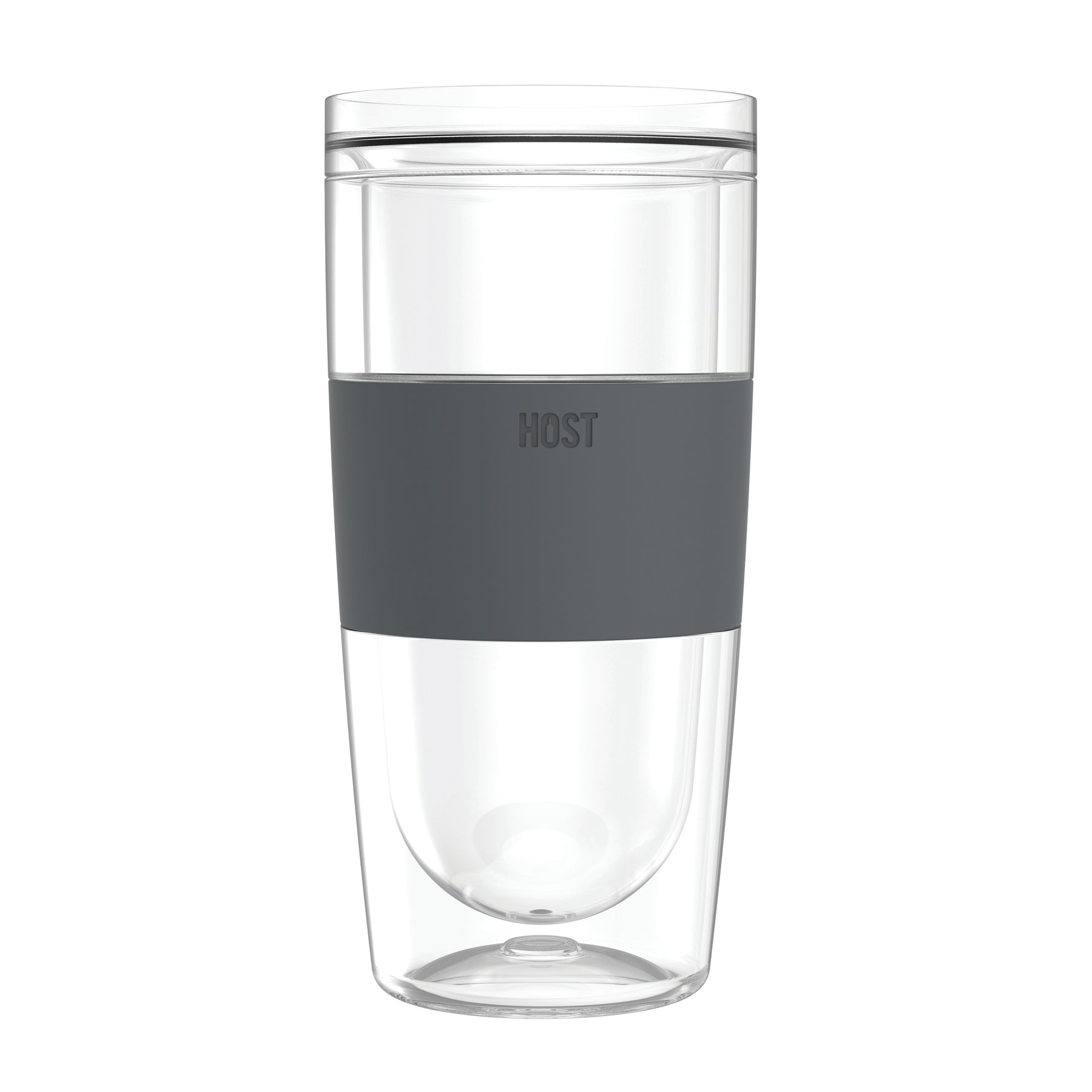 HOST Straw and Lid Plastic Double Wall Insulated Freezable Drink Chilling  Tumbler Glasses, 16 oz, Grey
