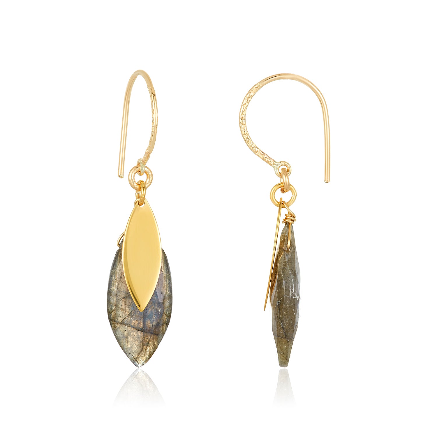 Labradorite Leaf Earrings