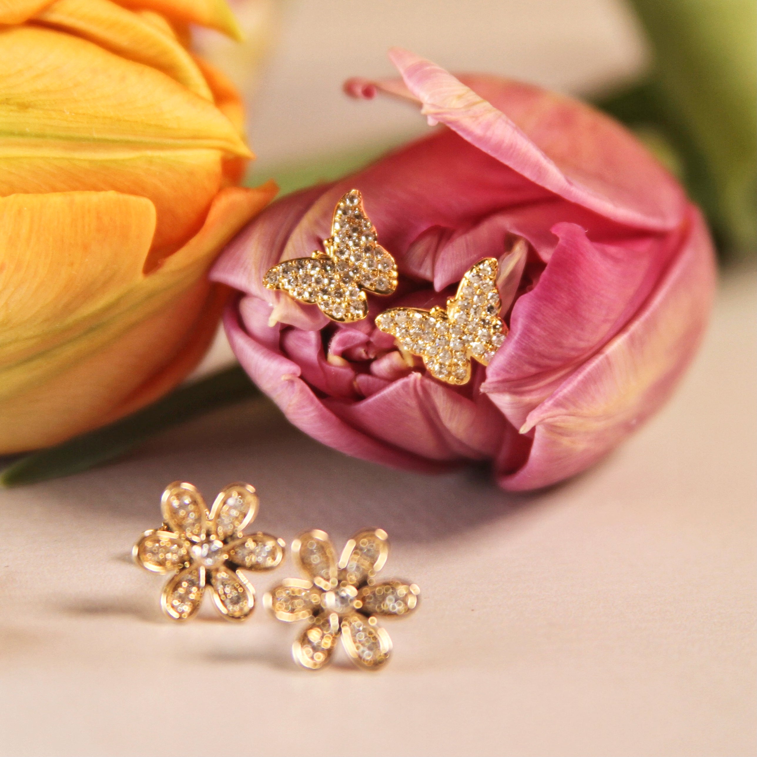 Diamond Flower Studs