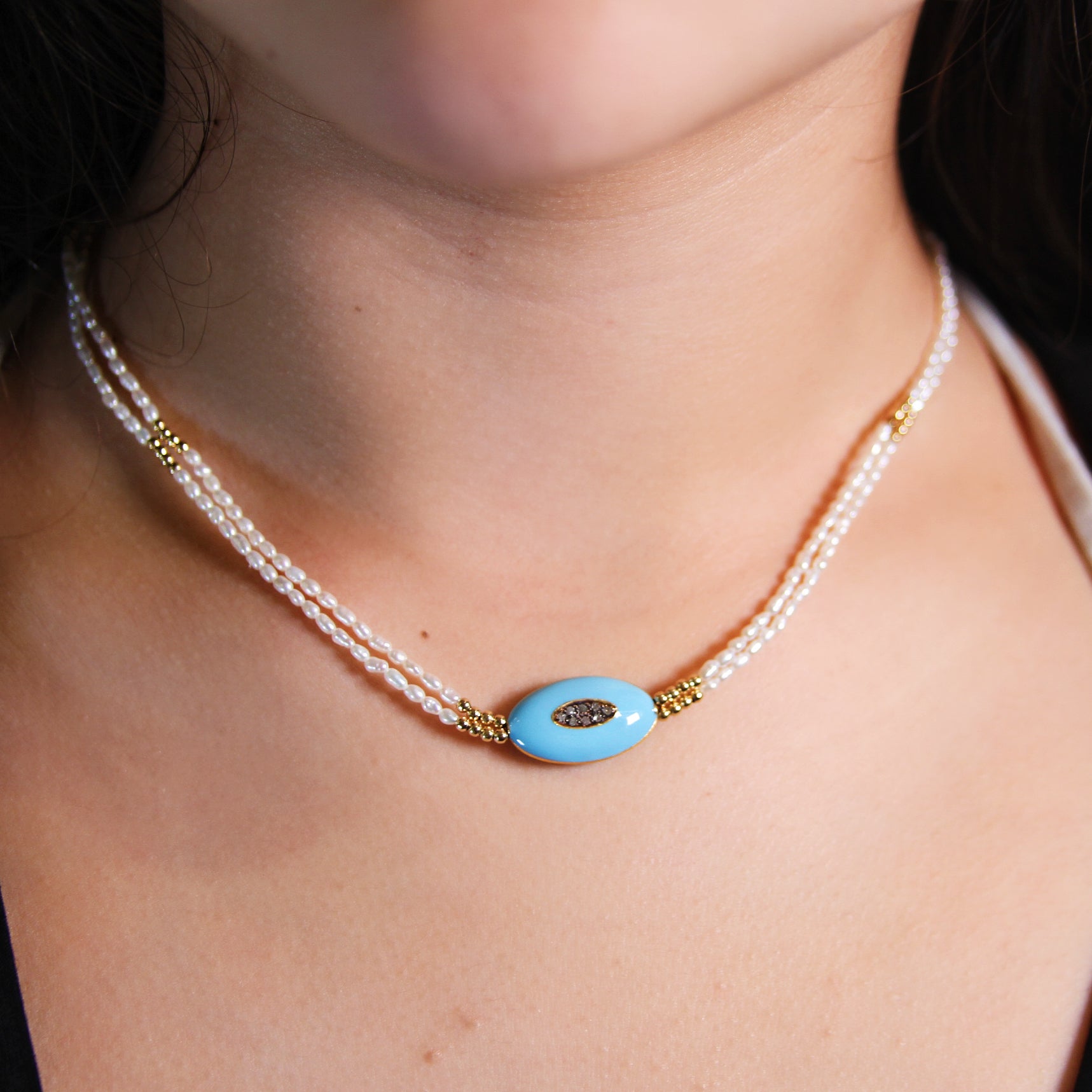 Evil Eye Pearl Necklace