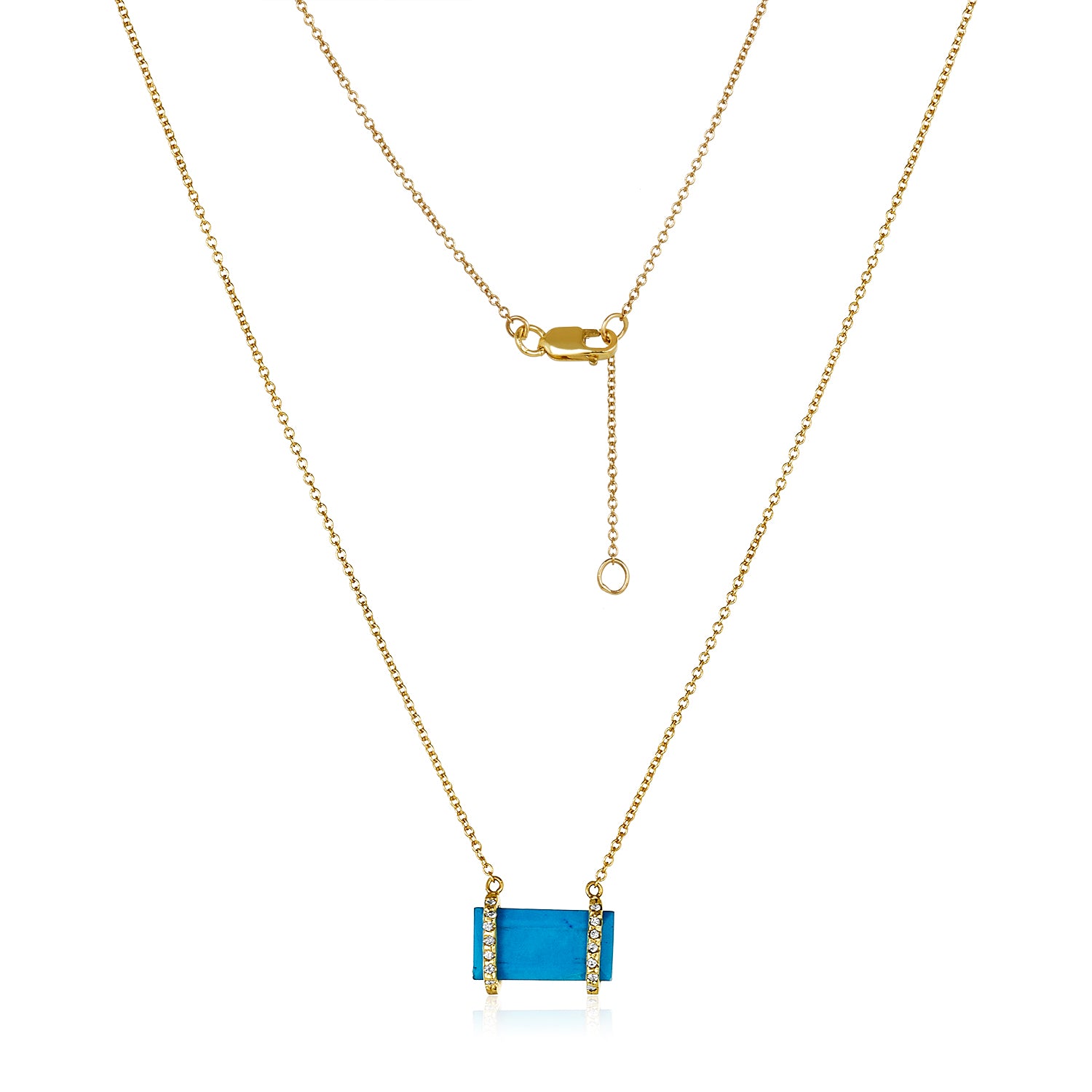 Turquoise + Diamond Lock Necklace