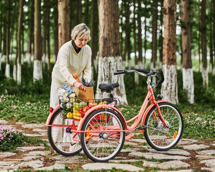 senior with tricycle