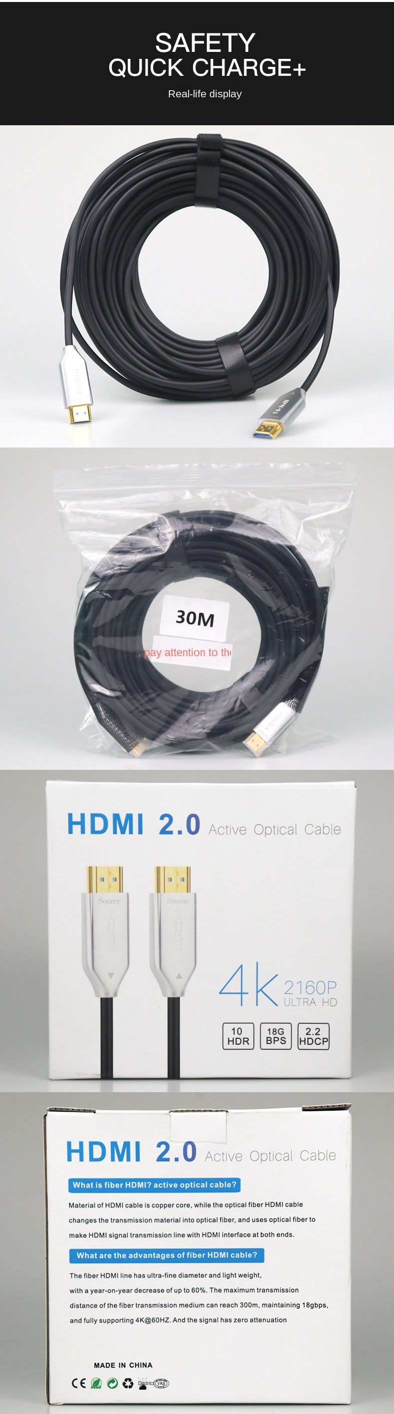 SynCable câble optique actif HDMI 2.0 – 4K, 60 Hz, 18 Gbit/s c(UL