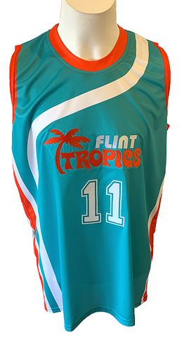 Will Ferrell Flint Tropics 33 Jackie Moon Teal Basketball Jersey