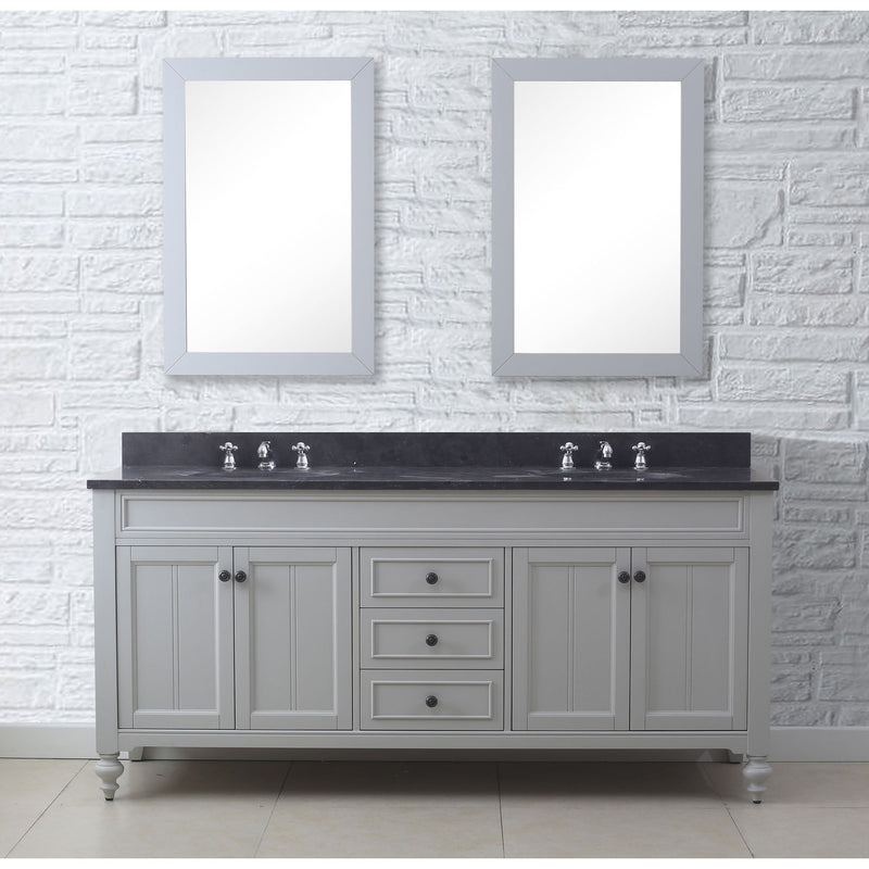 Water Creation 72" Earl Grey Double Sink Bathroom Vanity with 2 Matching Framed Mirrors From The Potenza Collection POTENZA72EGC - Model Bath