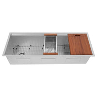 ZLINE Garmisch 45" Undermount Single Bowl Sink in DuraSnow® Stainless Steel with Accessories (SLS-45S) - Model Bath