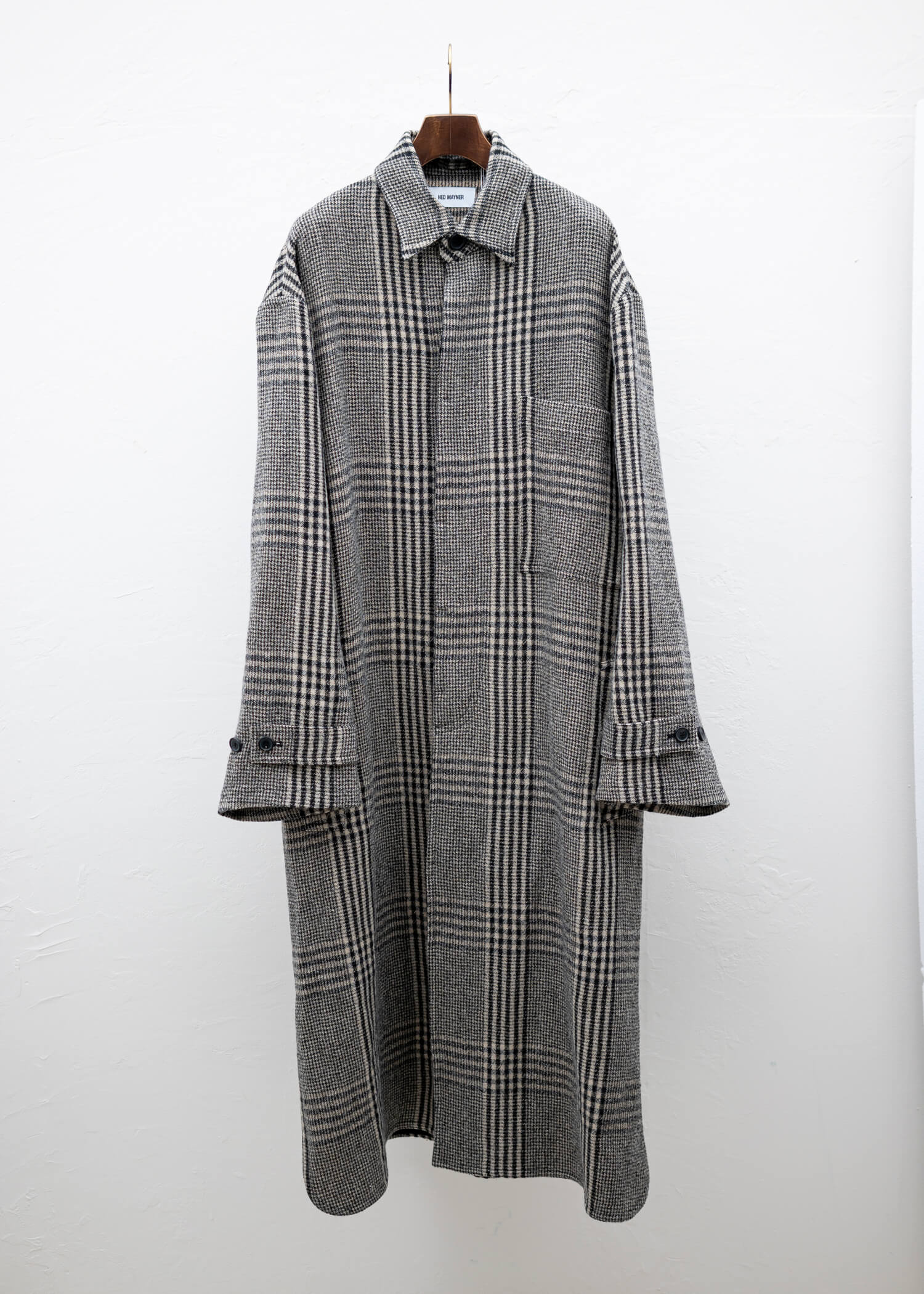 HED MAYNER OVERCOAT BLACK-ECRU CHECKS – VISION OF FASHION