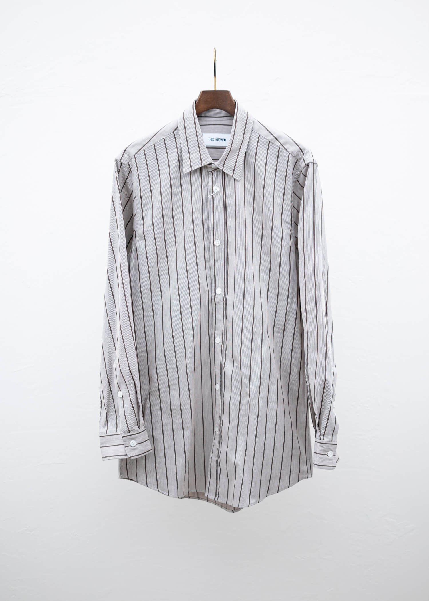 HED MAYNER BUTTONED-DOWN SHIRT BROWN PINSTRIPES – VISION OF FASHION