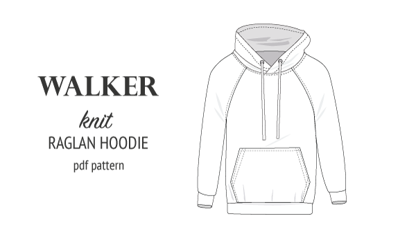 Sewing pattern pdf S9003 Walker knit raglan hoodie for men by Sinclair Patterns