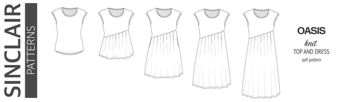 Oasis cap sleeve top and dress with pockets pdf sewing pattern