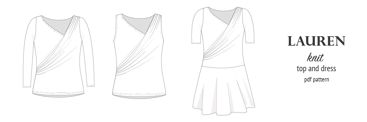 Sinclair Patterns S1068 Lauren knit draped top or dress pdf sewing pattern