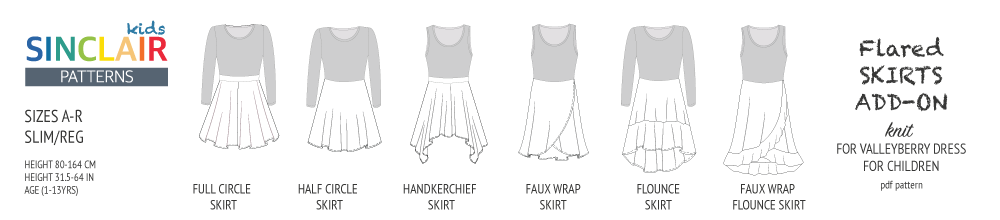 Pdf sewing pattern - Add-on flared skirts for Valleyberry dress