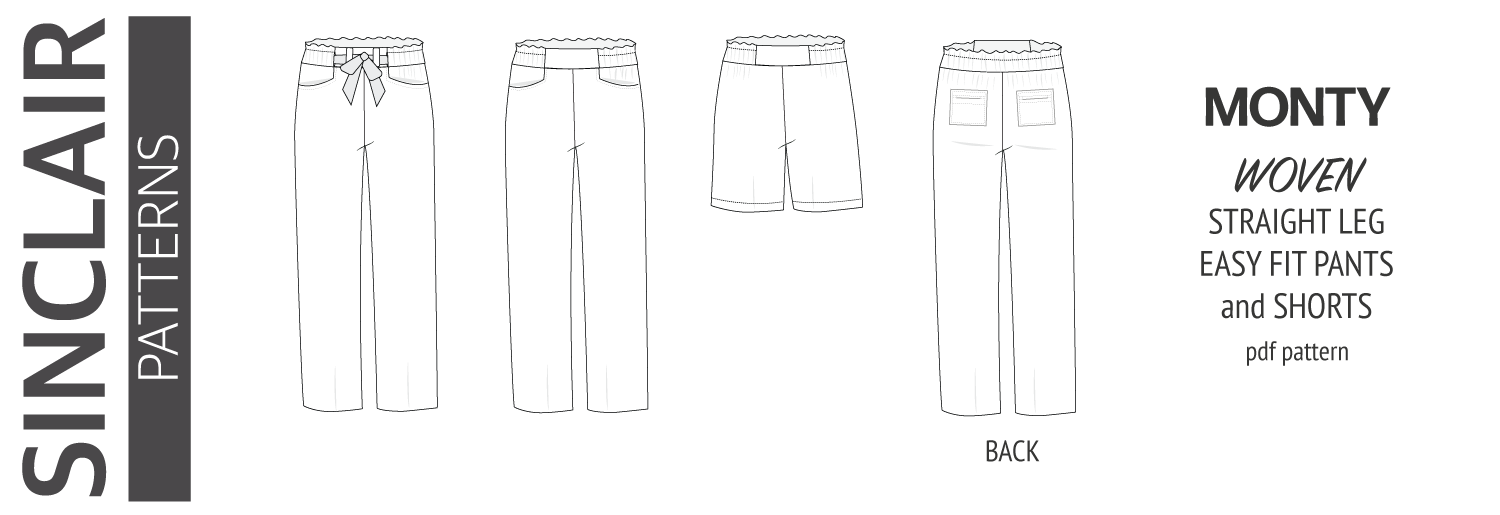 PDF sewing pattern Monty paperbag style woven pants with ties