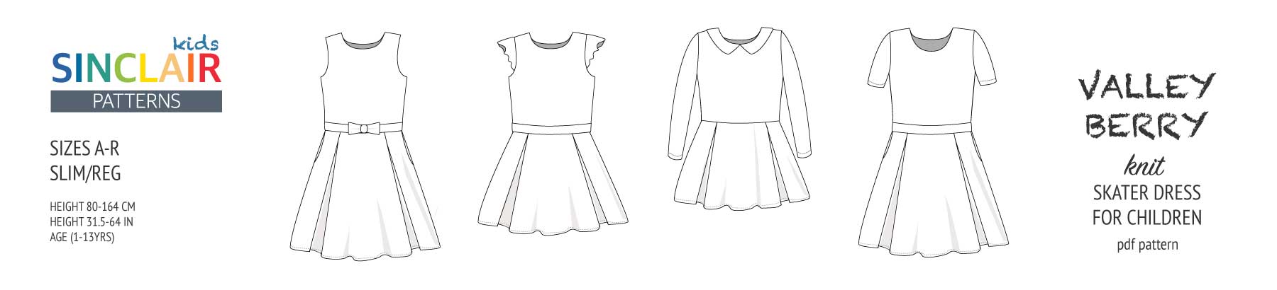 Pdf sewing pattern Valleyberry skater dress for children