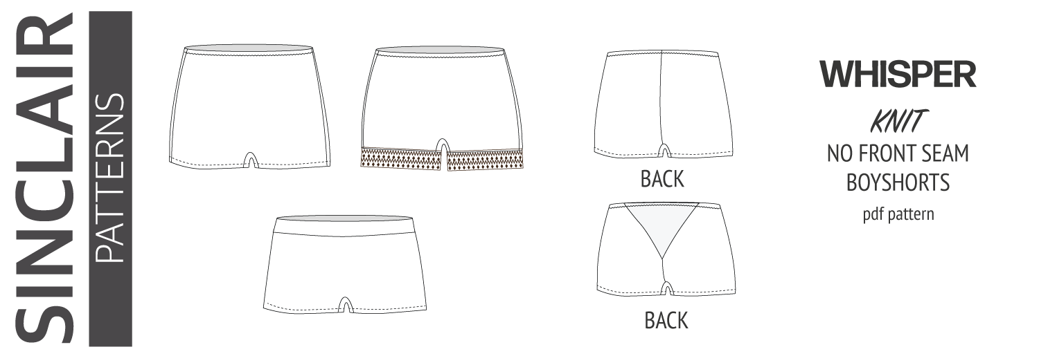 Pdf sewing pattern - Whisper no front seam boyshorts for women