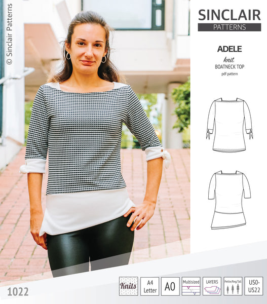 Adele knit boatneck top (PDF) Sinclair Patterns