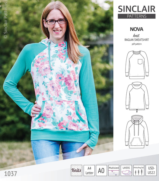 Nova knit raglan sweatshirt for women (PDF) - Sinclair Patterns