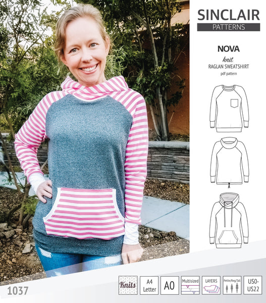 Nova knit raglan sweatshirt for women (PDF) - Sinclair Patterns