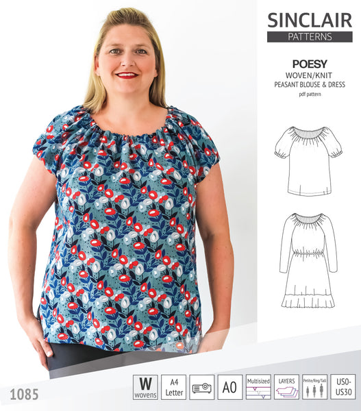 Poesy peasant style blouse, tunic and dress (PDF) - Sinclair Patterns