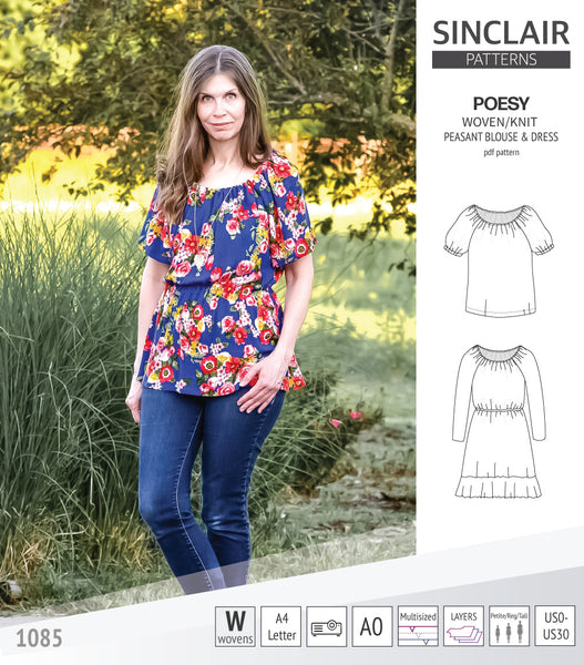 Poesy peasant style blouse, tunic and dress (PDF) - Sinclair Patterns