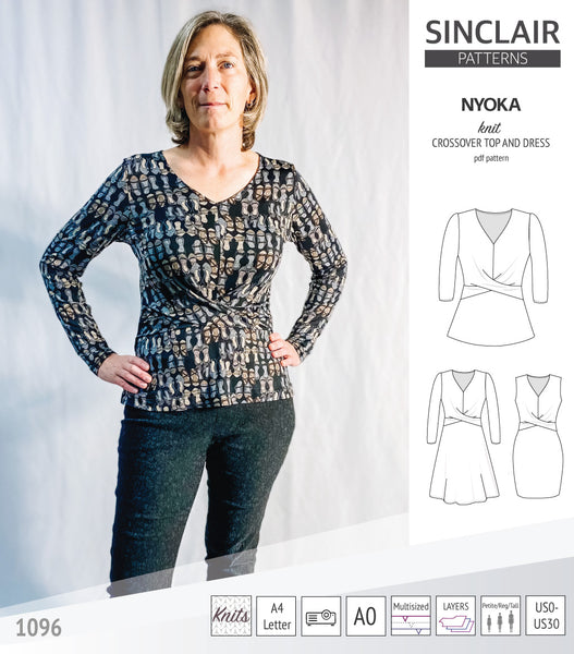 Nyoka knit crossover dress (PDF sewing pattern) - Sinclair Patterns