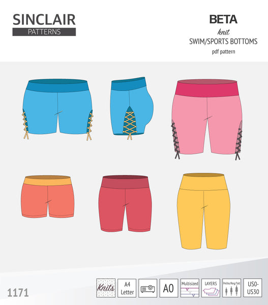 Beta swim and spots shorties with lace up option and yoga waistband pdf ...
