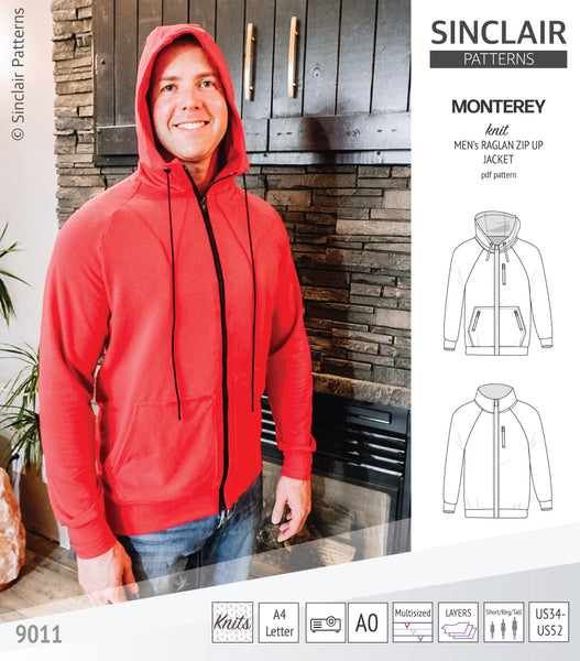 Monterey zippered knit raglan jacket for men (PDF) - Sinclair Patterns