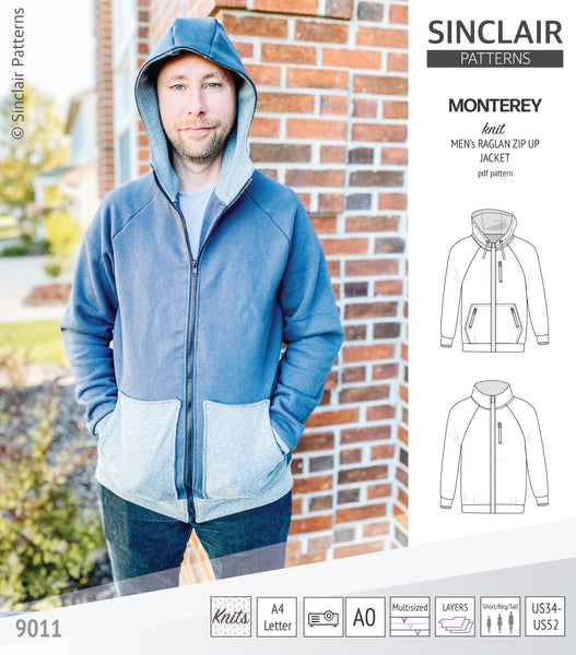 Monterey zippered knit raglan jacket for men (PDF) - Sinclair Patterns