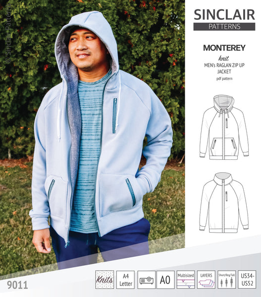 Monterey zippered knit raglan jacket for men (PDF) - Sinclair Patterns