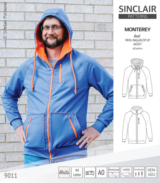 Monterey zippered knit raglan jacket for men (PDF) - Sinclair Patterns