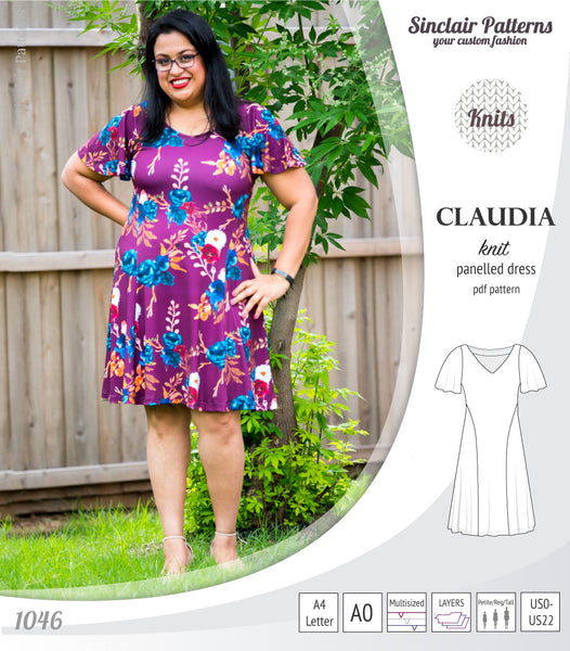 Claudia godet style knit dress with flutter sleeves (PDF) - Sinclair ...