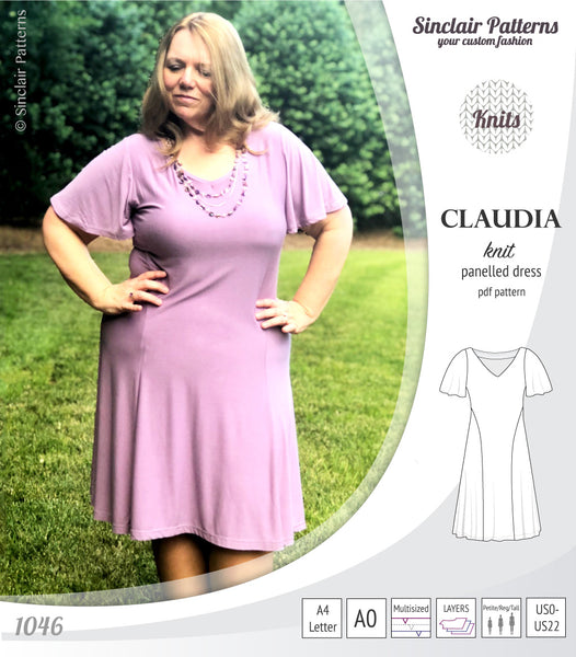 Claudia godet style knit dress with flutter sleeves (PDF) - Sinclair ...