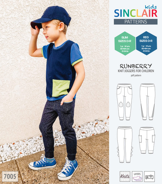 Runberry joggers with pockets, and colorblocking for children (PDF SEWING - Sinclair