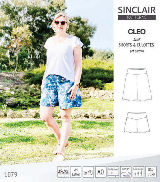 Cleo knit shorts and culottes with yoga waistband pdf sewing pattern ...
