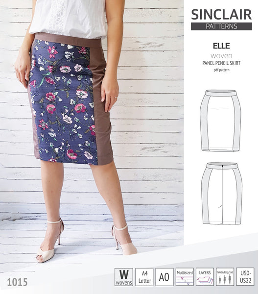 Elle classic woven/knit panel pencil skirt (PDF) - Sinclair Patterns