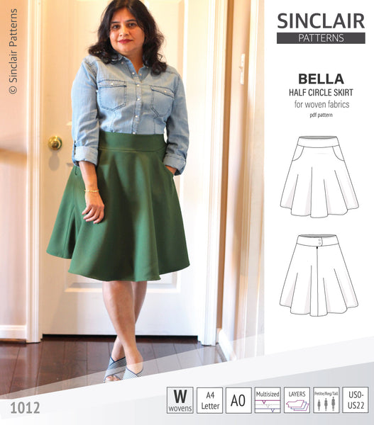 Bella half circle woven skirt with pockets (PDF) - Sinclair Patterns