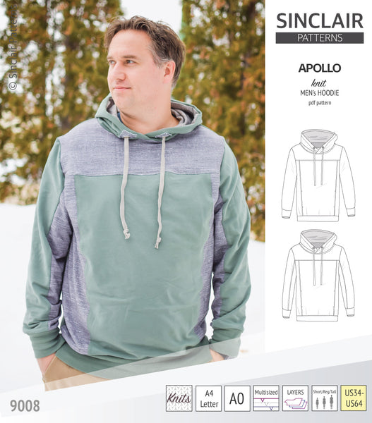 Apollo knit colorblocked hoodie for men (PDF) - Sinclair Patterns